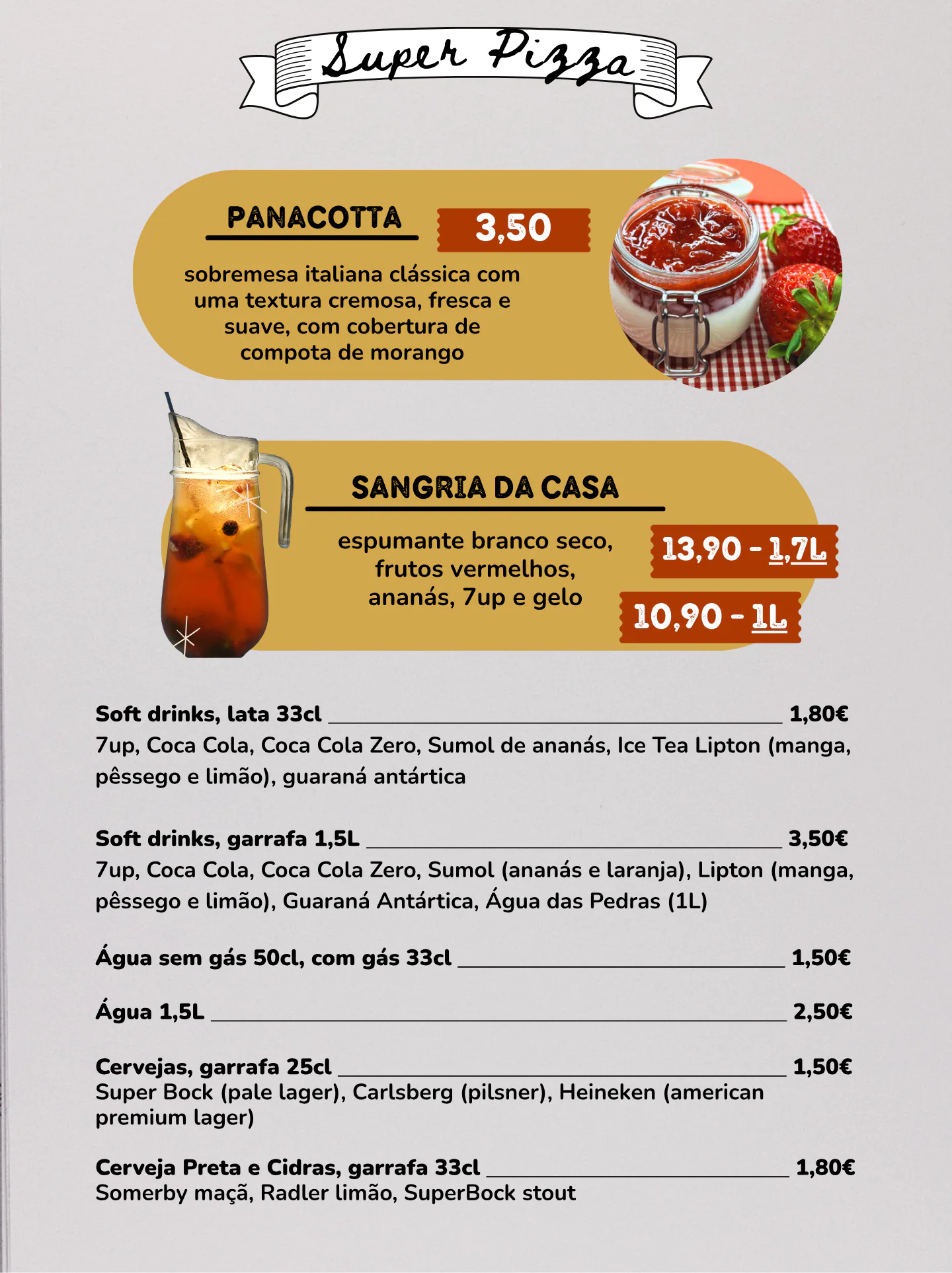 Página 5: Bebidas, sangria e sobremesa